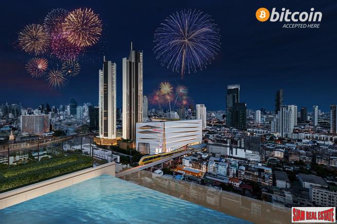 New Luxury Neo Classic Designed High-Rise at Charoennakorn close to Icon Siam, BTS Gold Line and the Riverside - 2 Bed Units - BitCoin Accepted as Payment-0